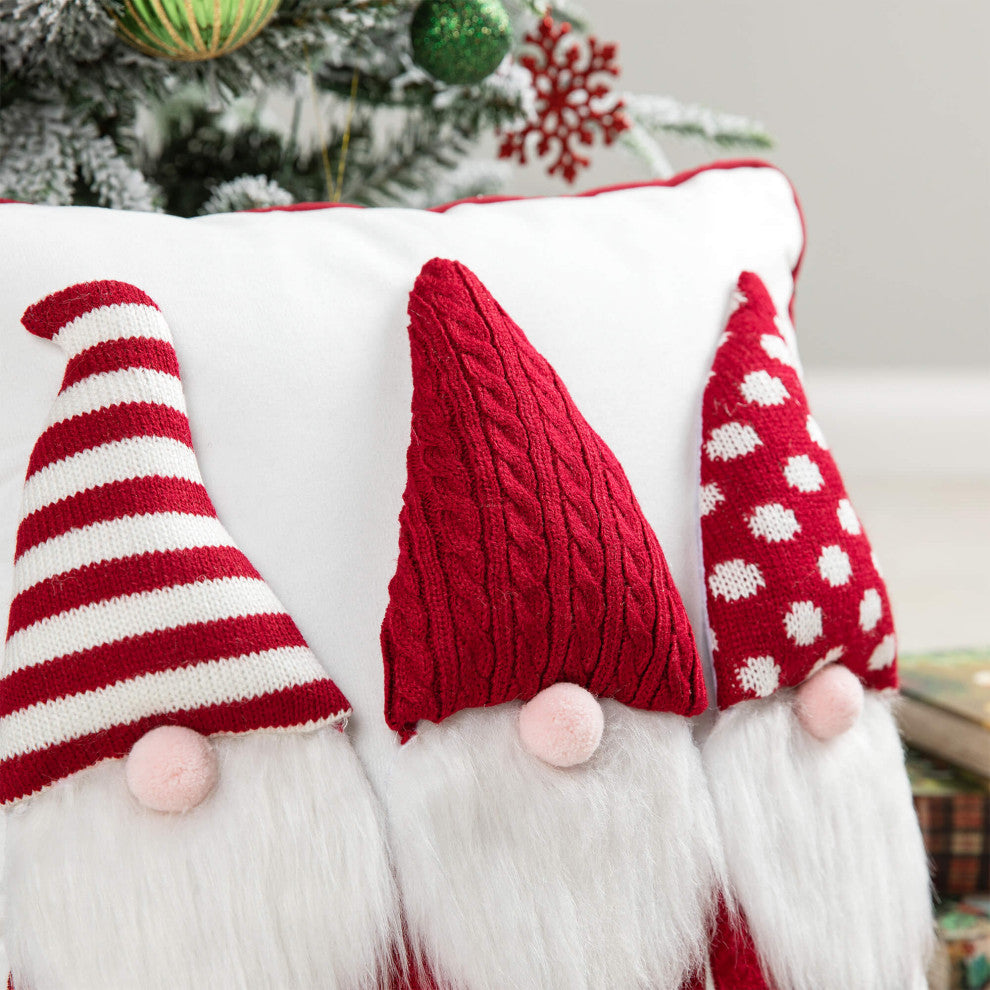 18"Lx18"W 3D Heavy Knitted Gnome Pillow