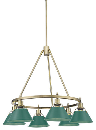Golden Lighting 3306-6 AB Orwell 6 Light 29"W Chandelier - Aged Brass / Pine