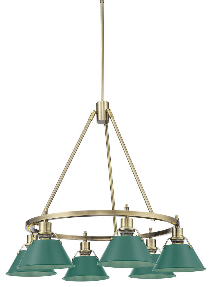 Golden Lighting 3306-6 AB Orwell 6 Light 29"W Chandelier - Aged Brass / Pine