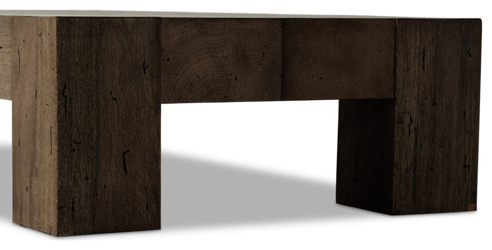 Abaso Rectangular Coffee Table Ebony Rustic Wormwood Oak