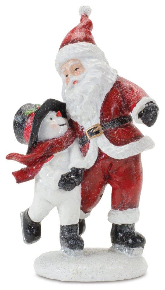 Skating Santa and Snowman Figurine, 2-Piece Set