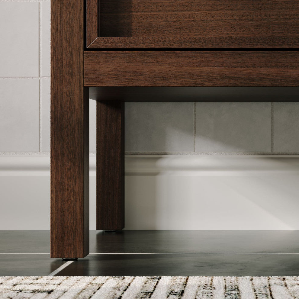 The Shiloh Bathroom Vanity, Dark Walnut, 55", Double Sink, Freestanding