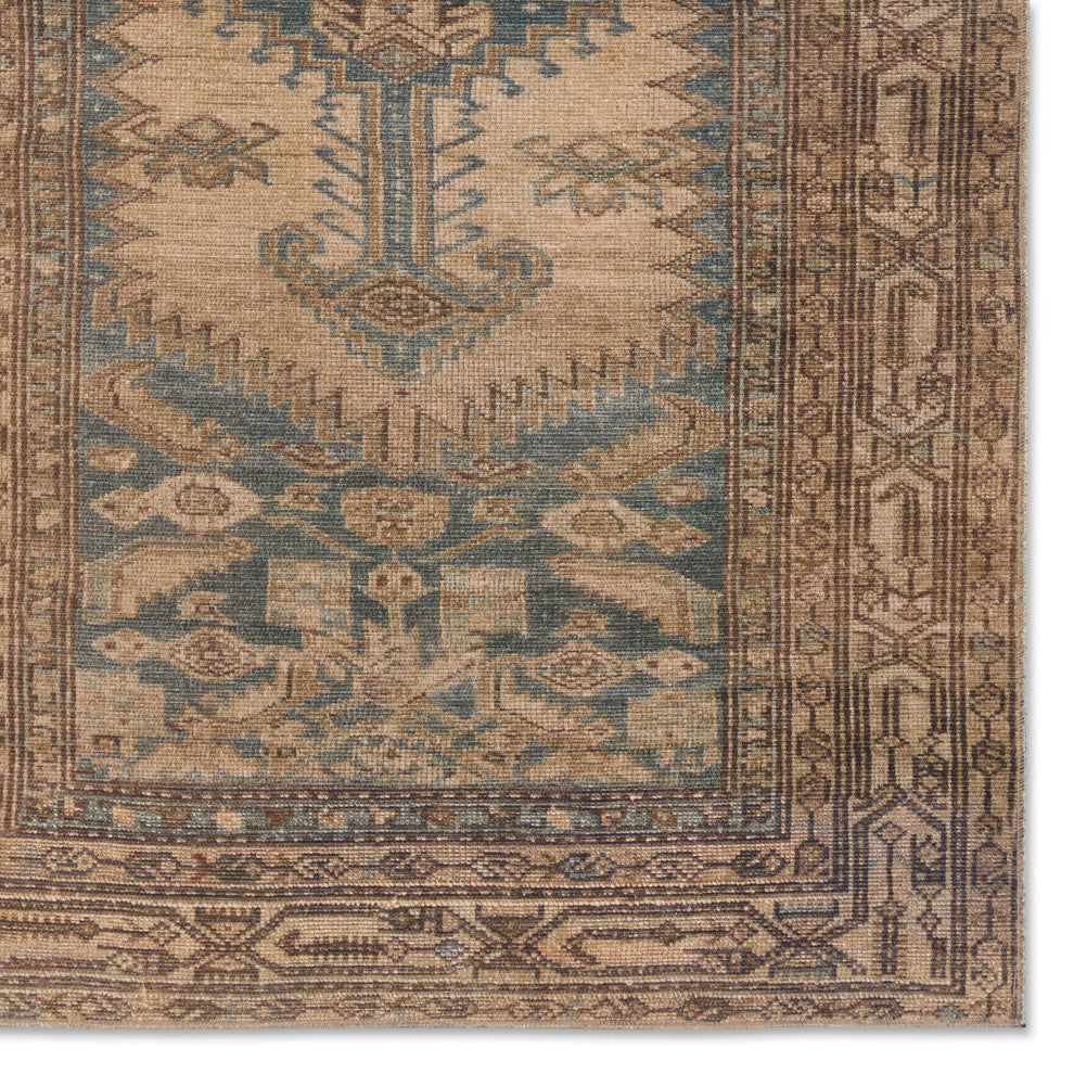 Machine Washable Jaipur Living Reeves Medallion Brown/ Blue Runner Rug 3'X10'