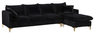 Naomi 3-Piece Velvet Upholstered Reversible Sectional, Black