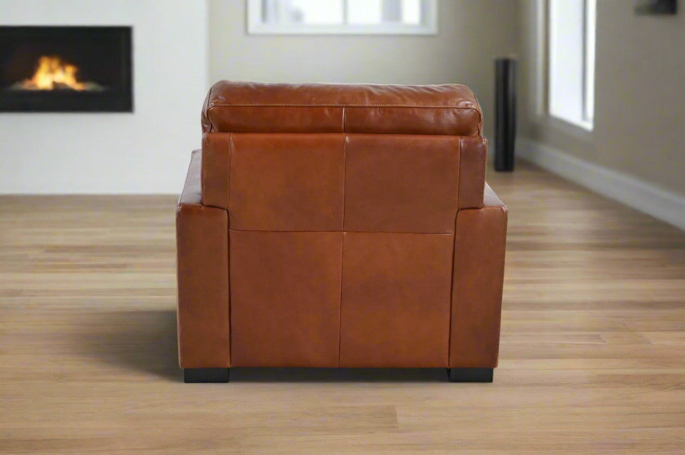 Claudette Top Grain Leather Arm Chair - Chestnut