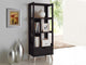Kalien Dark Brown Wood Leaning Bookcase With Display Shelves and One Drawer
