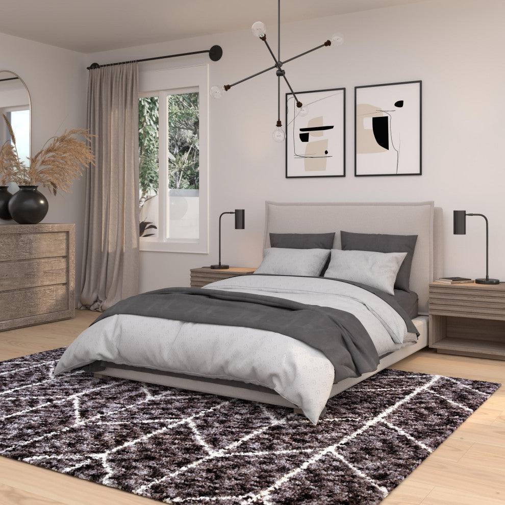 Oasis Cosima Dark Gray and White Polyester Area Rug