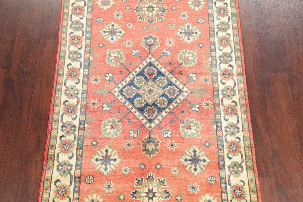 Hand Made Kazak Oriental Faded Traditional Pakistani Area Rug, Orange, 3x5