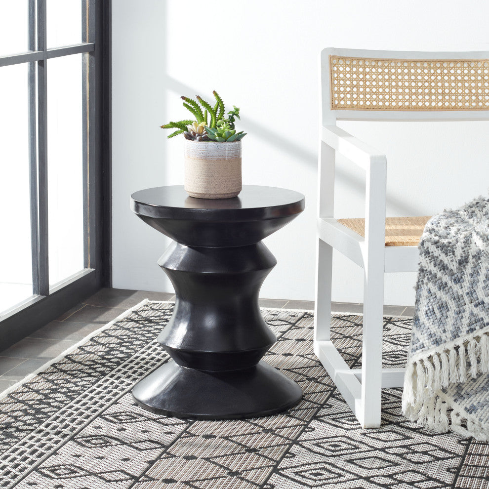 Safavieh Katara Concrete Accent Stool, Black