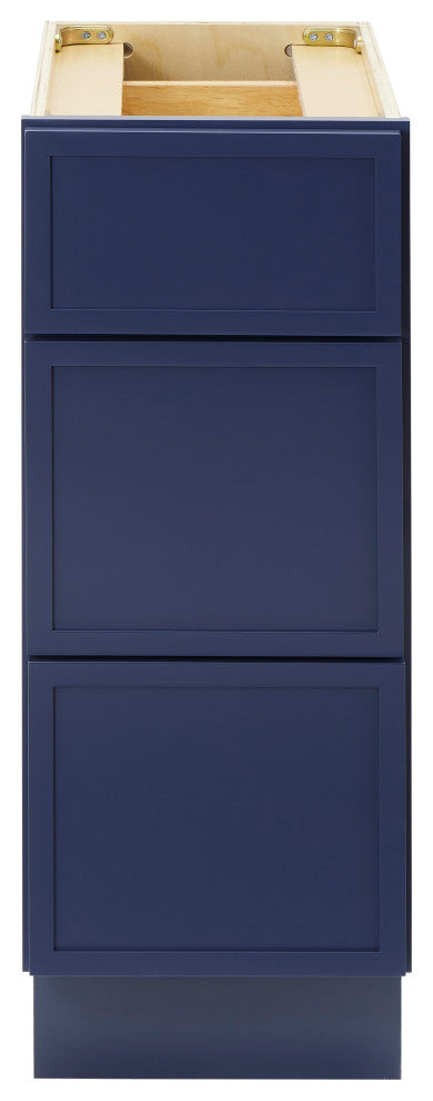 Vanity Art Birch Plywood Single Base Storage Cabinet, Blue, 12 Inch (3 Drawers)