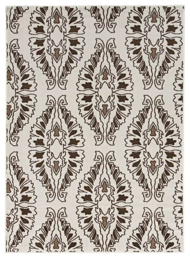 Linon Elegance Neice Power Loomed Polypropylene 5'x7'3" Rug in White