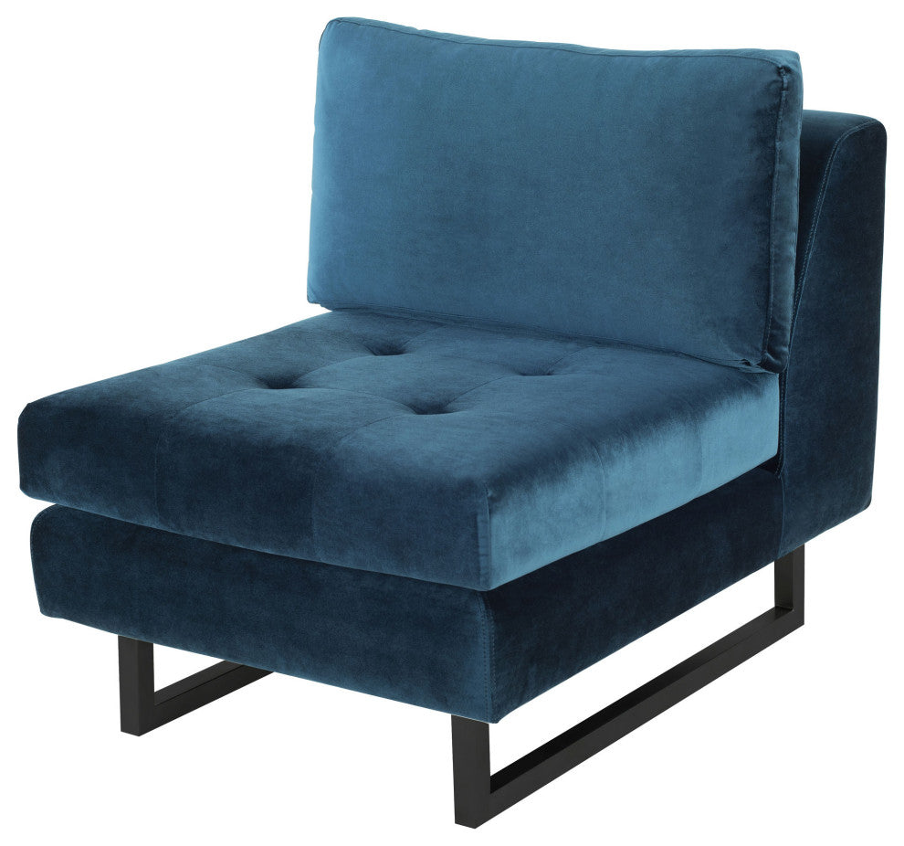 Janis Midnight Blue Fabric Armless Sofa Seat, HGSC552