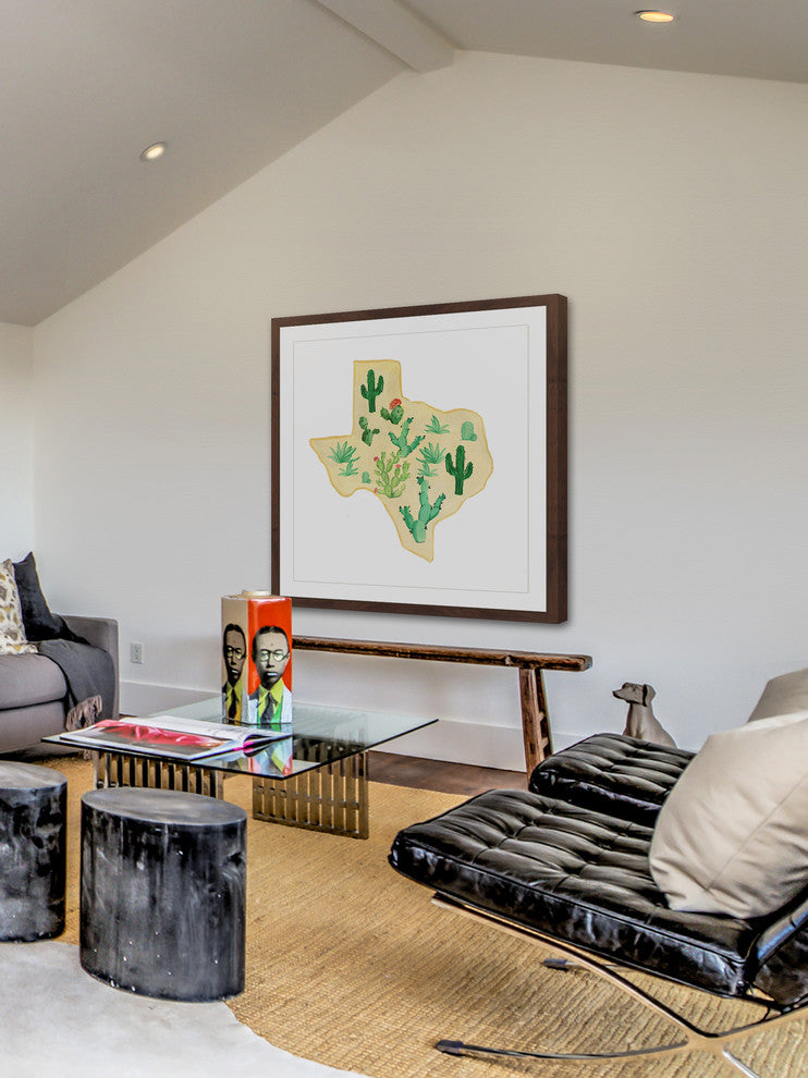 "Texas Cactus" Framed Painting Print, 18x18