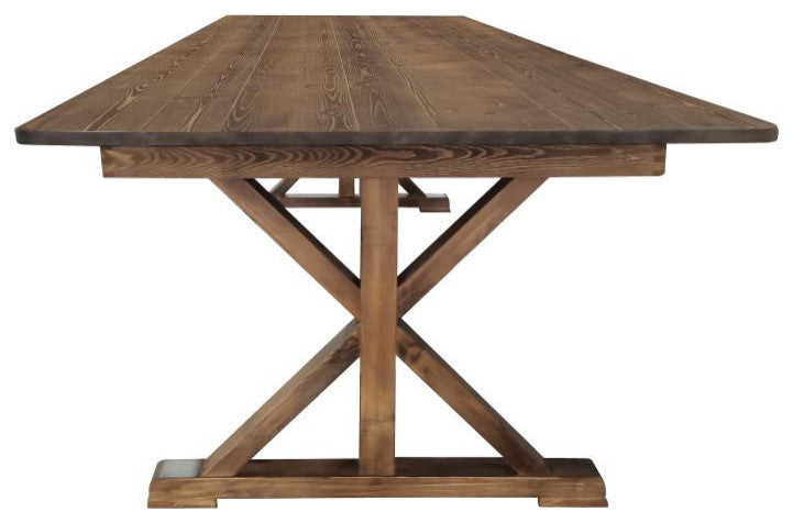 HERCULES 7' x 40" Rectangular Solid Pine Farm Table with X Legs, Antique Rustic