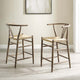 Counter Stool Chair, Set of 2, Wood, Gray, Bar Pub Cafe Bistro Restaurant