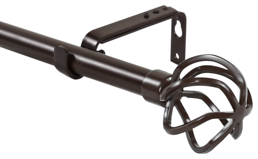 1" Zeffoli Drapery Curtain Rod, Bronze, 48"-84"
