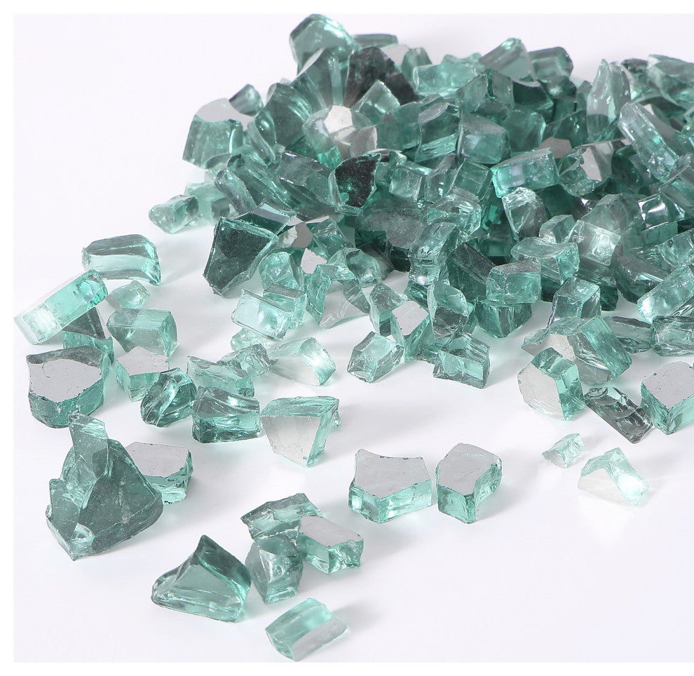 Empava 10 lbs. 1/2" Reflective Tempered Fire Glass for Gas Fire, Radiant Jade Gr