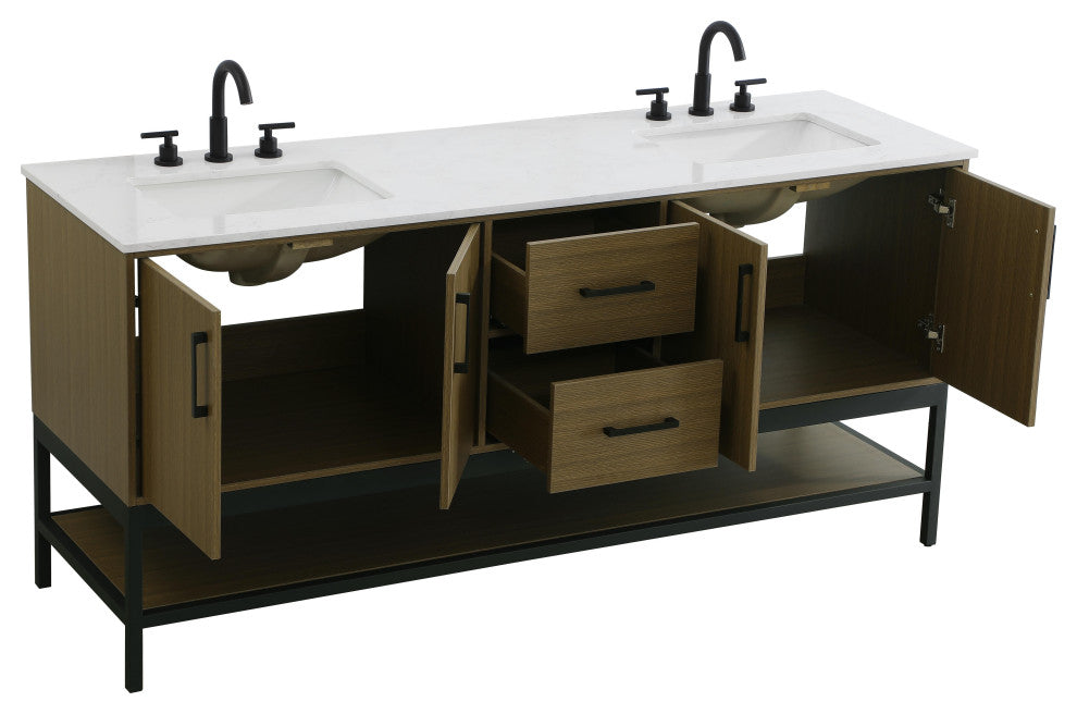 Home Living 72" Double Bathroom Vanity, Chestnut Brown