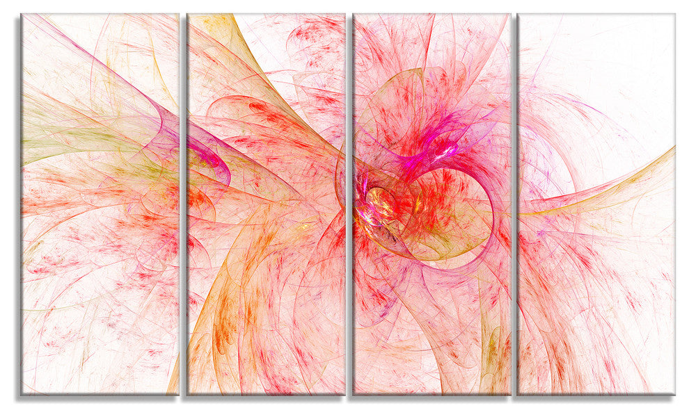 Pink Fractal Abstract Illustration, Abstract Canvas Art Print, 48"x28", 4 Panels