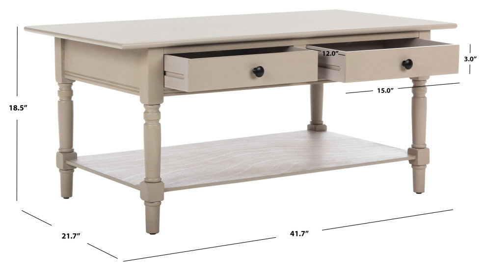 Safavieh Boris 2-Drawer Coffee Table, Vintage Gray