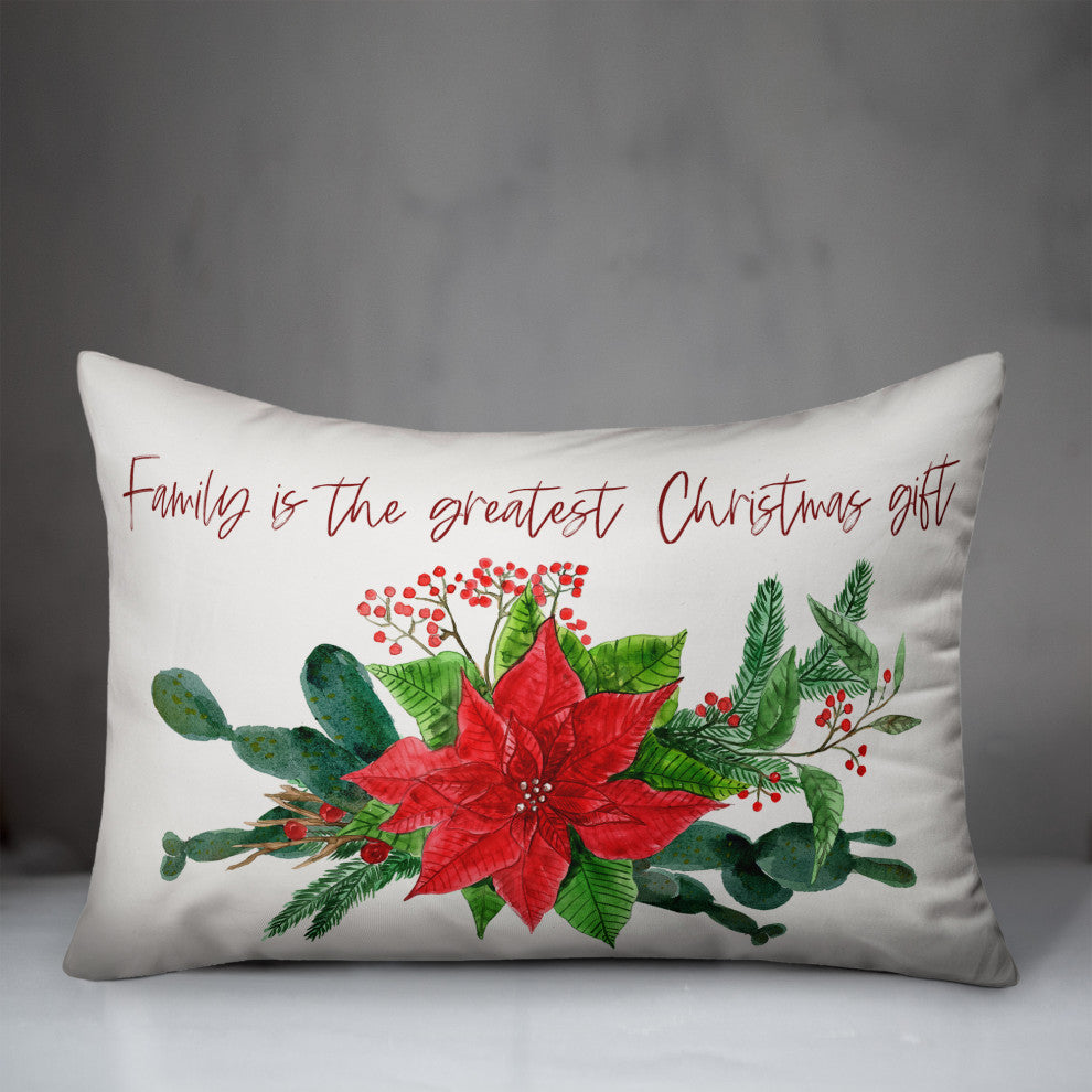 Family is the Greatest Christmas Gift 14x20 Spun Poly Pillow