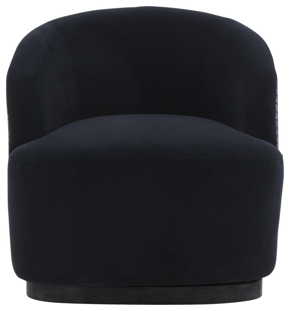 Reese Black Velvet Swivel Chair
