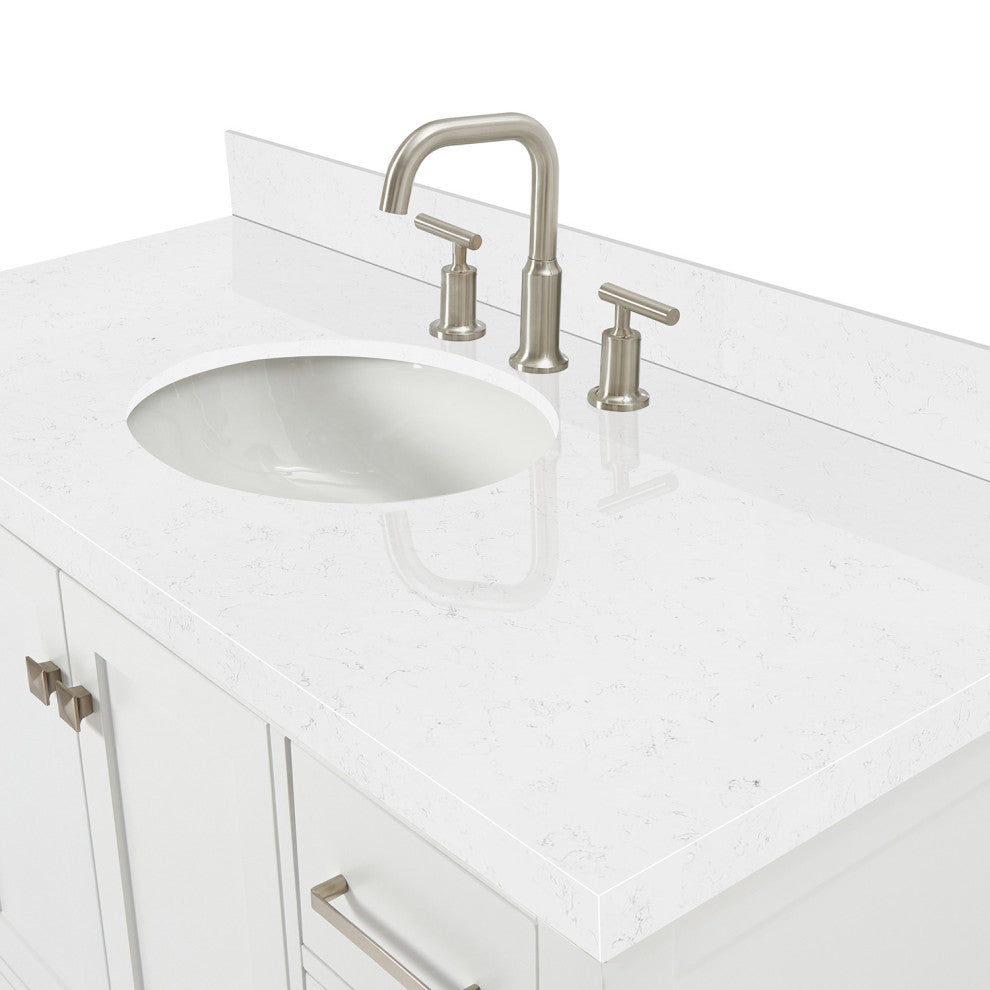 Ariel Cambridge 48" Single Oval Sink Vanity, Carrara Quartz