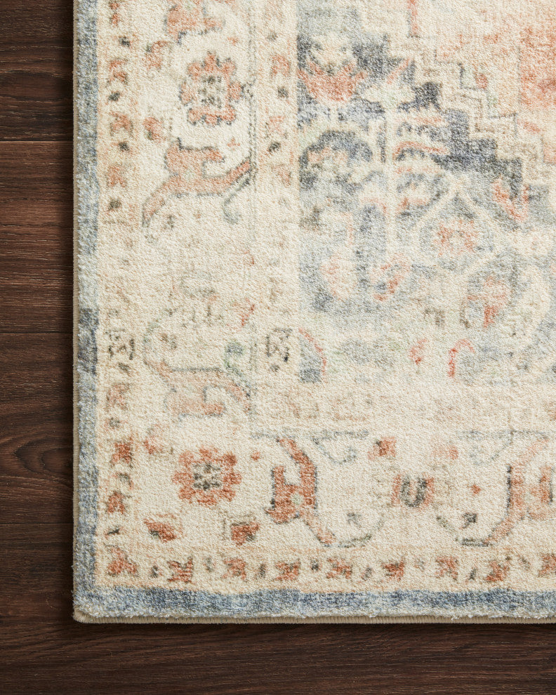 Loloi II Rosette Ivory Rust Blue Plush Area Rug, 2''-2" X 5''