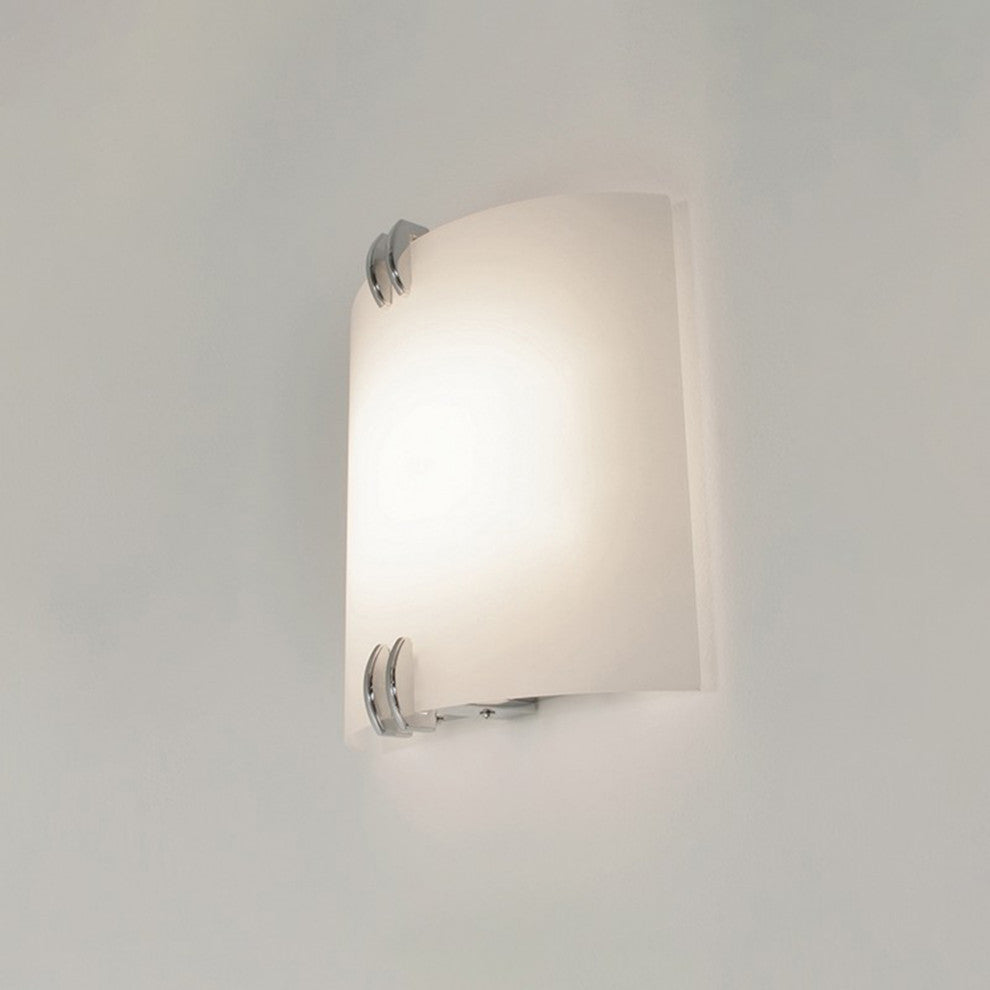 Century LED Sconce, Polished Chrome Finish, White Acrylic Shade