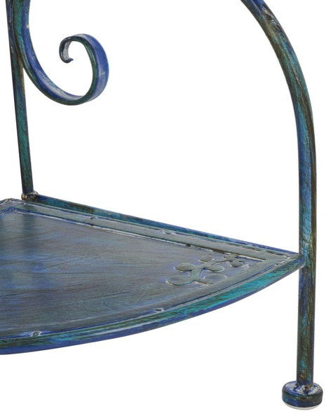 Safavieh Turuca 4 Tier Corner Shelf, Mossy Blue