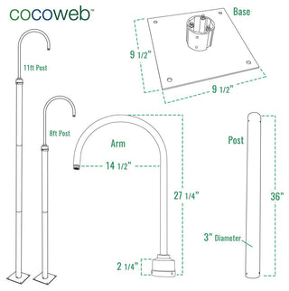 Cocoweb 18" Calla LED Barn Post Light in Galvanized Silver With 8' Post