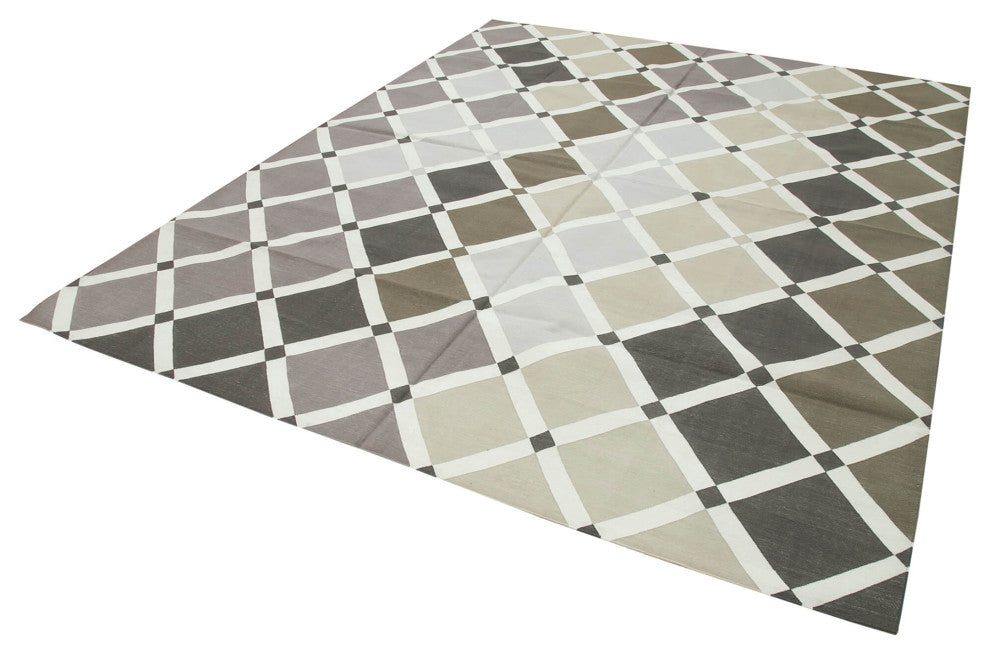 Rug N Carpet - Handmade Wool 7' 10'' x 10' 0'' Modern Design Dhurrie Kilim Rug