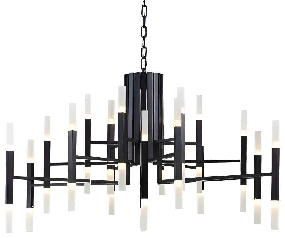 Zelbio | Gold/Black Postmodern LED Chandelier for Living Room, Black, 36 Lights - Dia102.1xh70.1cm / Dia40.2xh27.6"