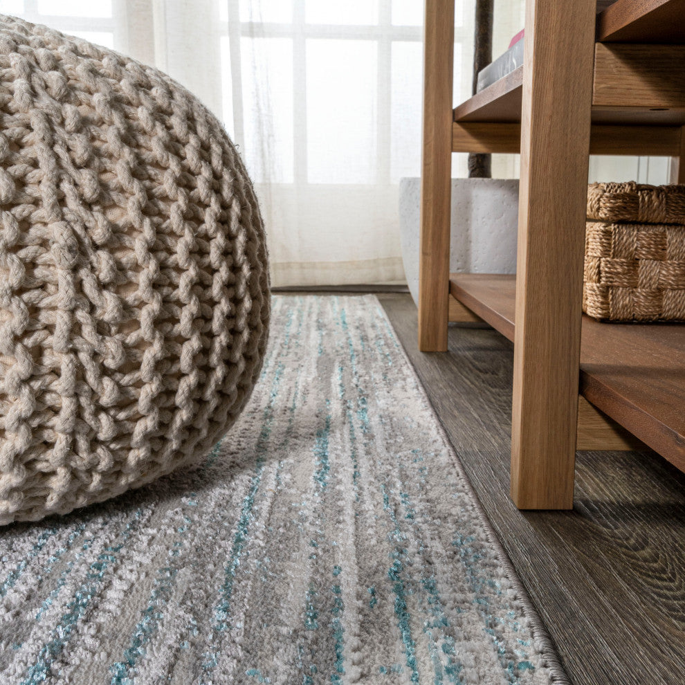 Loom Modern Strie' Area Rug, Gray/Turquoise, 4 X 6