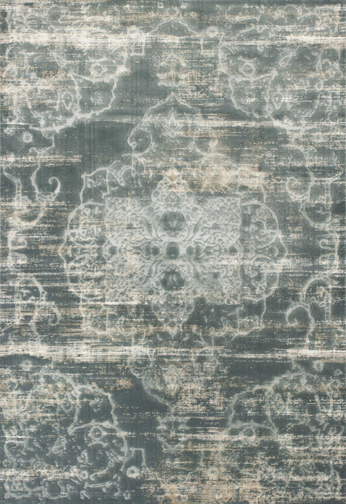 HomeRoots 8'x11' Slate Blue Machine Woven Distressed Traditional Indoor Area Rug