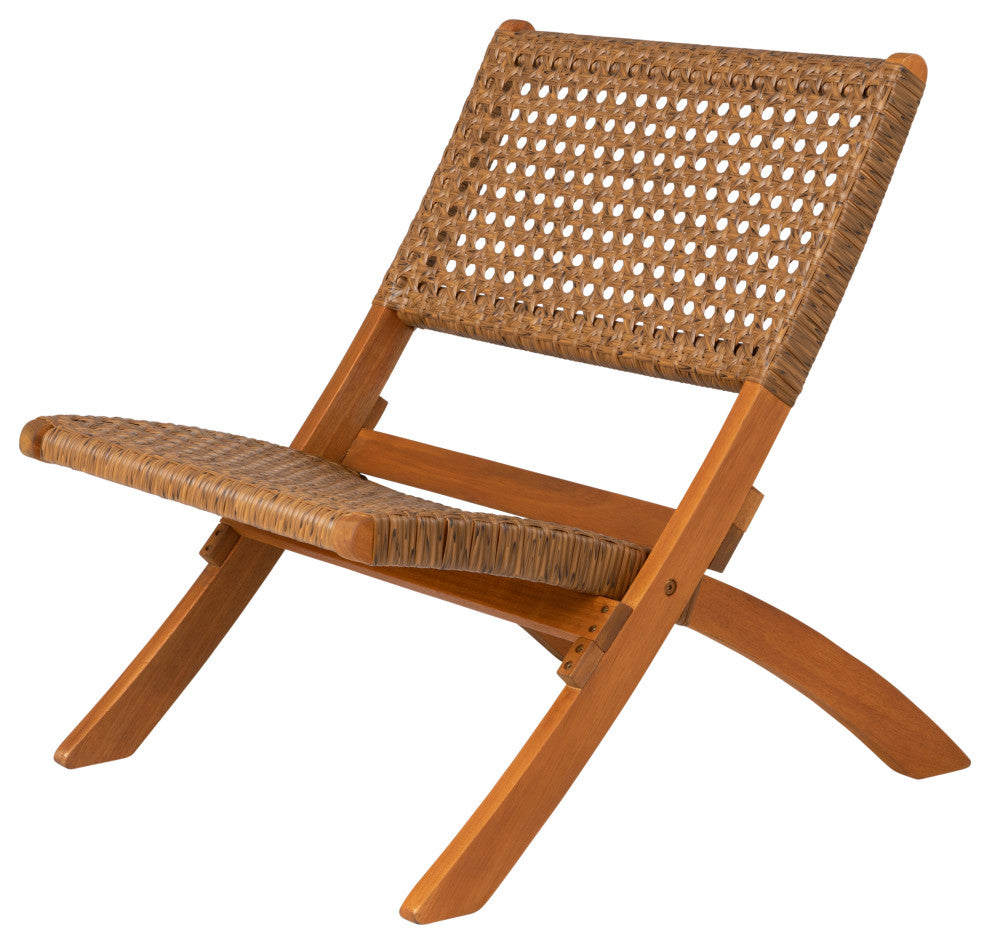 Sava Indoor-Outdoor Folding Chair in Tan Wicker
