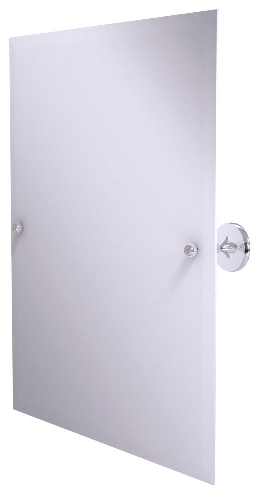 Shadwell Frameless Rectangular Beveled Edge Tilt Mirror, Polished Chrome