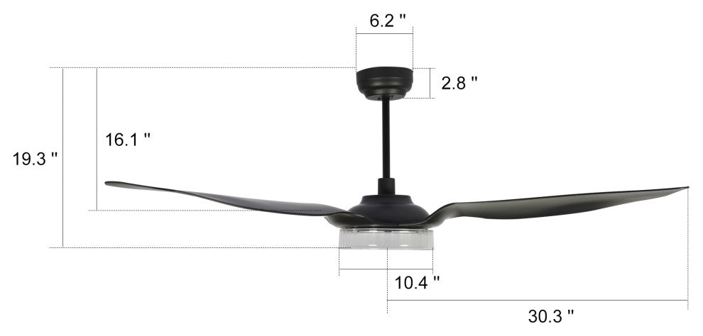 Carro Smart Voice Control Ceiling Fan with Dim LED Light and Remote 10-speed, Black, 60 in