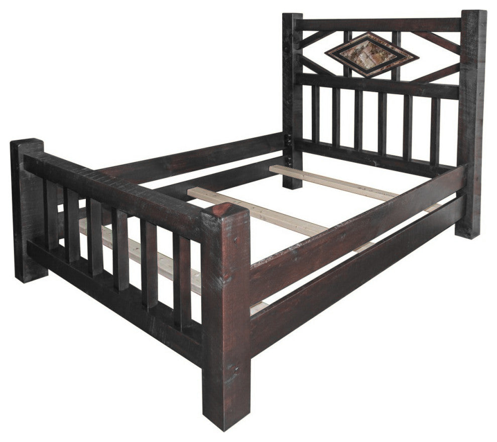 Barnwood Style Timber Peg Diamond Bed, Dusk, King