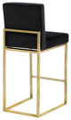 Giselle Velvet Counter Stool, Black, Gold Base