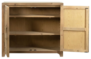 Waylon 40" Reclaimed Pine Hand Carved 2-Door Sideboard, Dark Antique Gray