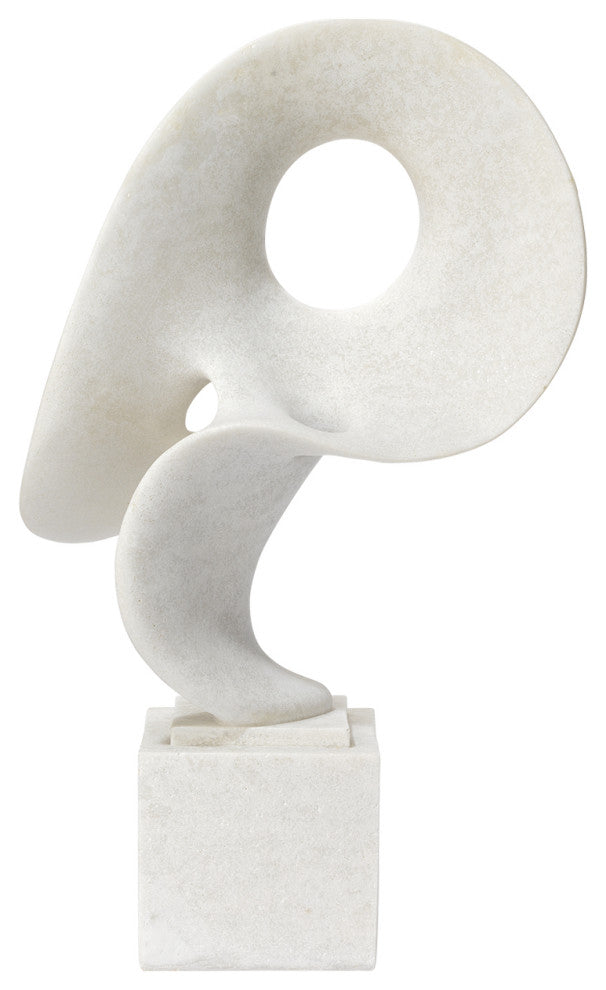 Organic Shape Abstract Free Form Sculpture on Pedestal Figural Modern Off White