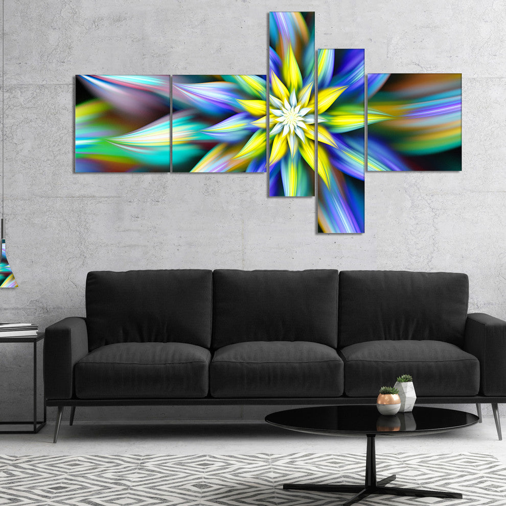 Dancing Multi Color Flower Petals, Floral Canvas Art Print, 60"x32", 5 panels