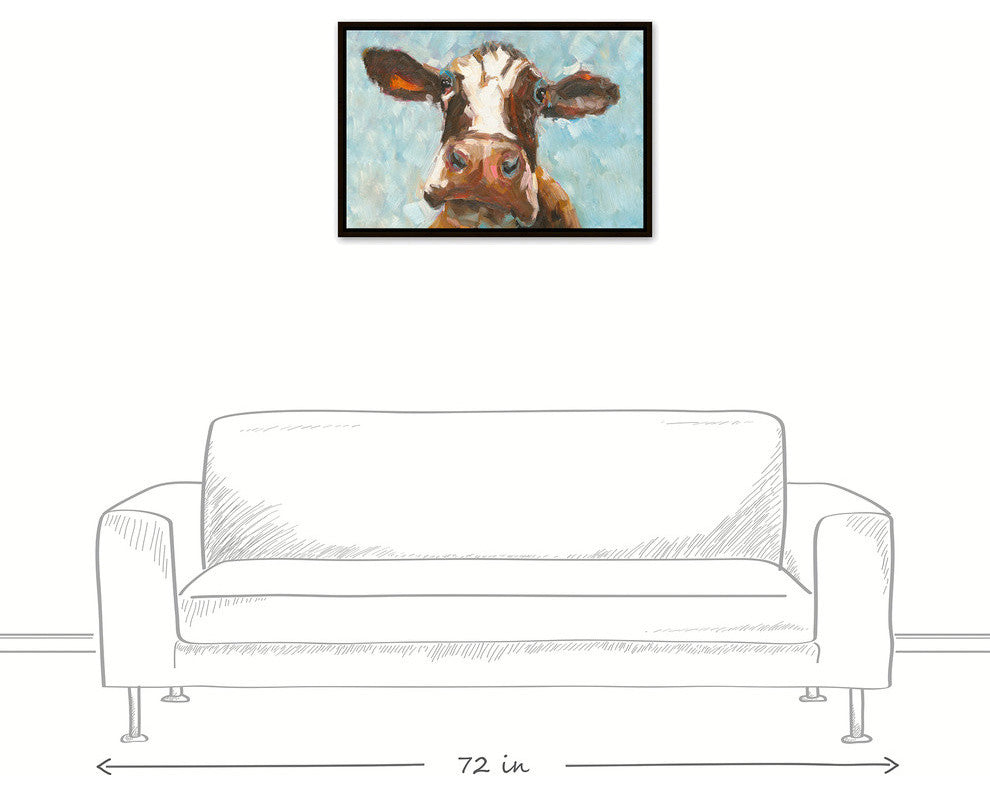 Curious Cow 1 Canvas Wall Art, 20"x30", Framed