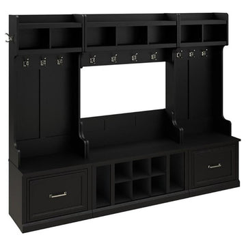 Woodland Full Entryway Storage Set with Drawers in Black Oak - Engineered Wood