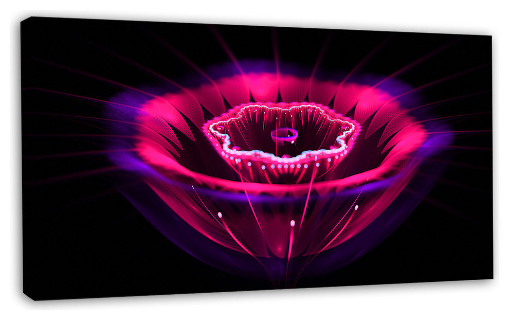 Abstract Magenta Fractal Flower, Floral Canvas Art print, 32"x16"