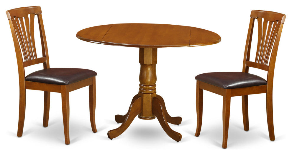 3 Pc Kitchen Table Set -Dining Table And 2 Leather Kitchen Chairs