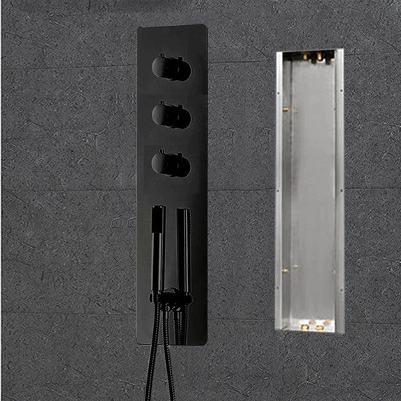 Led Rainfall Shower System, Handheld Shower by Fontana, Black Matte