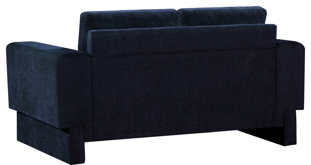 Madeline Chenille Fabric Upholstered Chair, Navy, Loveseat