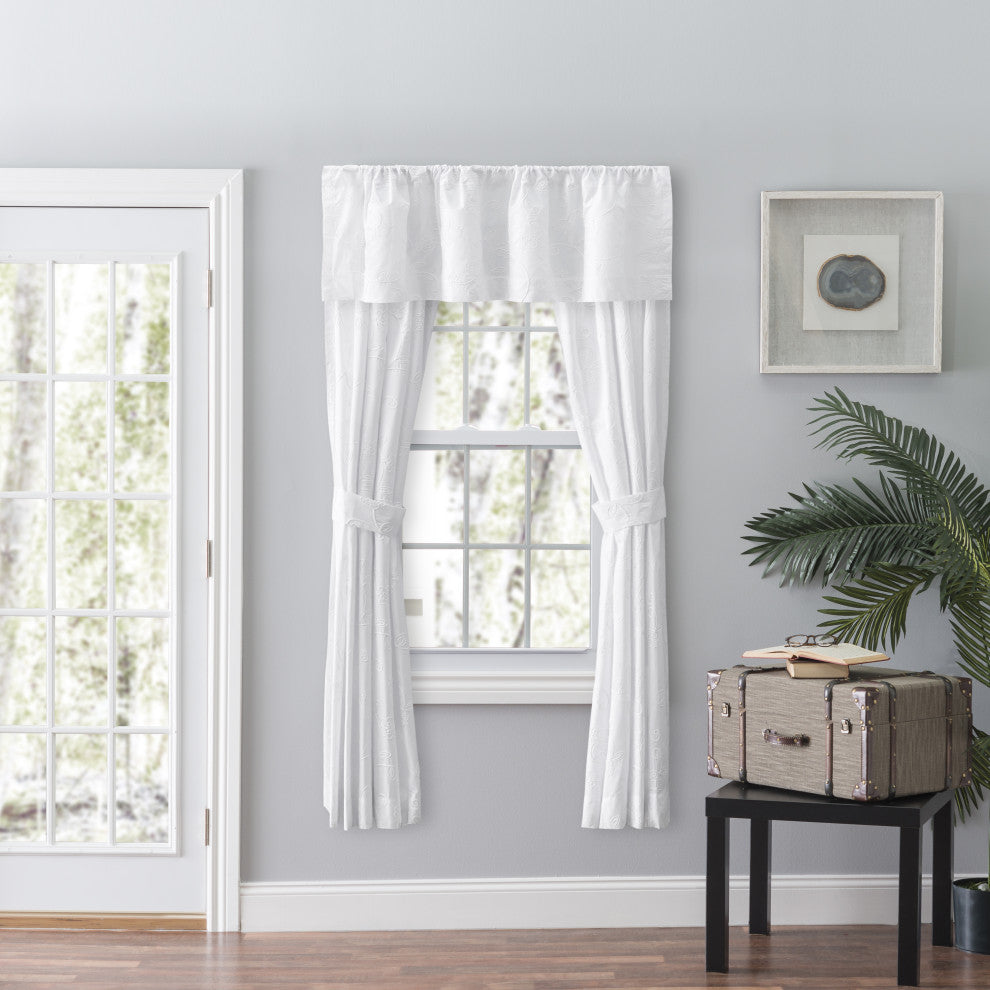 Eva Candlewick 50" x 17" Tailored Valance, White
